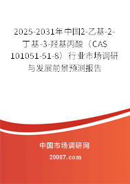 2025-2031年中国2-乙基-2-丁基-3-羟基丙酸（CAS 101051-51-8）行业市场调研与发展前景预测报告