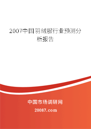2007中国羽绒服行业预测分析报告