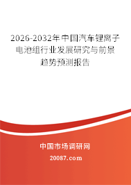 2026-2032年中国汽车锂离子电池组行业发展研究与前景趋势预测报告