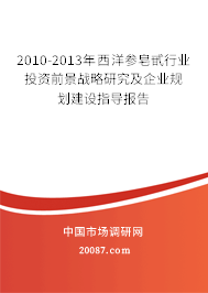 2010-2013年西洋参皂甙行业投资前景战略研究及企业规划建设指导报告