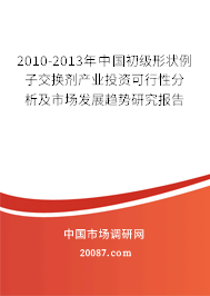 2010-2013年中国初级形状例子交换剂产业投资可行性分析及市场发展趋势研究报告 2010-2013年中国初级形状例子交换剂产业投资可行性分析及市场发展趋势研究报告