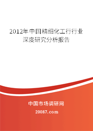 2012年中国精细化工行行业深度研究分析报告