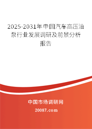 2025-2031年中国汽车高压油泵行业发展调研及前景分析报告