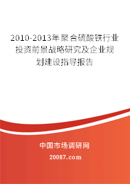 2010-2013年聚合硫酸铁行业投资前景战略研究及企业规划建设指导报告