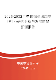 2026-2032年中国微型固态电池行业研究分析与发展前景预测报告