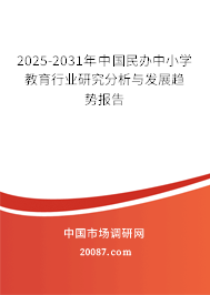 2025-2031年中国民办中小学教育行业研究分析与发展趋势报告