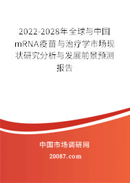 2022-2028年全球与中国mRNA疫苗与治疗学市场现状研究分析与发展前景预测报告
