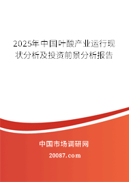2025年中国叶酸产业运行现状分析及投资前景分析报告 2025年中国叶酸产业运行现状分析及投资前景分析报告