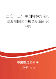 二〇一三年中国特种灯泡行业发展回顾与投资机会研究报告