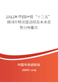 2012年中国叶酸“十二五”期间市场深度调研及未来走势分析报告