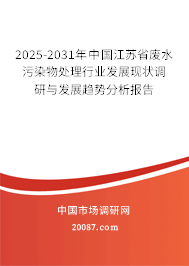 2025-2031年中国江苏省废水污染物处理行业发展现状调研与发展趋势分析报告
