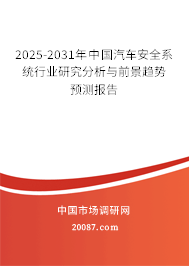 2025-2031年中国汽车安全系统行业研究分析与前景趋势预测报告
