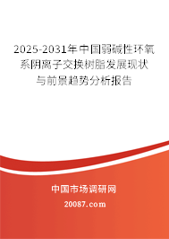 2025-2031年中国弱碱性环氧系阴离子交换树脂发展现状与前景趋势分析报告