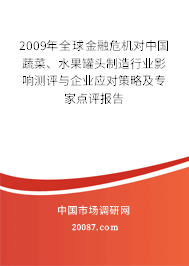 2009年全球金融危机对中国蔬菜、水果罐头制造行业影响测评与企业应对策略及专家点评报告