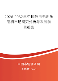 2026-2032年中国锂电无刷角磨机市场研究分析与发展前景报告 2026-2032年中国锂电无刷角磨机市场研究分析与发展前景报告