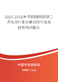 2025-2031年中国锂磷酸铁二次电池行业全面调研与发展趋势预测报告