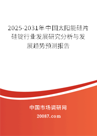 2025-2031年中国太阳能硅片硅锭行业发展研究分析与发展趋势预测报告