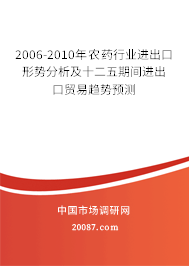 2006-2010年农药行业进出口形势分析及十二五期间进出口贸易趋势预测