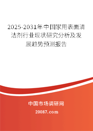 2025-2031年中国家用表面清洁剂行业现状研究分析及发展趋势预测报告 2025-2031年中国家用表面清洁剂行业现状研究分析及发展趋势预测报告