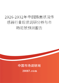 2026-2032年中国路面状况传感器行业现状调研分析与市场前景预测报告 2026-2032年中国路面状况传感器行业现状调研分析与市场前景预测报告