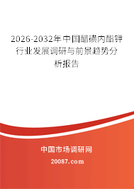 2026-2032年中国醋磺内酯钾行业发展调研与前景趋势分析报告 2026-2032年中国醋磺内酯钾行业发展调研与前景趋势分析报告