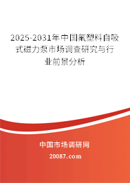 2025-2031年中国氟塑料自吸式磁力泵市场调查研究与行业前景分析