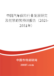 中国汽车保险行业发展研究及前景趋势预测报告(2025-2031年) 中国汽车保险行业发展研究及前景趋势预测报告(2025-2031年)