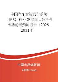中国汽车智能刹车系统(IBS)行业发展现状分析与市场前景预测报告(2025-2031年) 中国汽车智能刹车系统(IBS)行业发展现状分析与市场前景预测报告(2025-2031年)