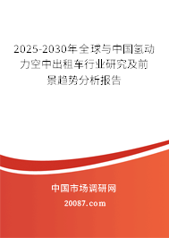 2025-2030年全球与中国氢动力空中出租车行业研究及前景趋势分析报告