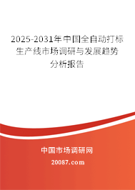 2025-2031年中国全自动打标生产线市场调研与发展趋势分析报告