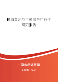 樟脑黄油项目融资与可行性研究报告