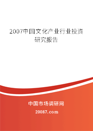 2007中国文化产业行业投资研究报告