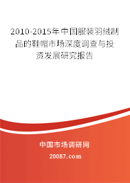 2010-2015年中国服装羽绒制品的鞋帽市场深度调查与投资发展研究报告
