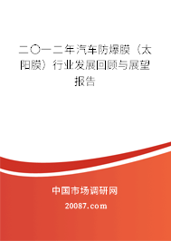 二〇一二年汽车防爆膜(太阳膜)行业发展回顾与展望报告 二〇一二年汽车防爆膜(太阳膜)行业发展回顾与展望报告