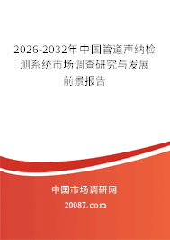2026-2032年中国管道声纳检测系统市场调查研究与发展前景报告 2026-2032年中国管道声纳检测系统市场调查研究与发展前景报告