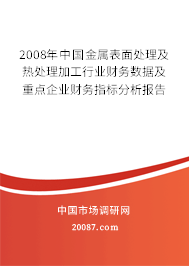2008年中国金属表面处理及热处理加工行业财务数据及重点企业财务指标分析报告 2008年中国金属表面处理及热处理加工行业财务数据及重点企业财务指标分析报告