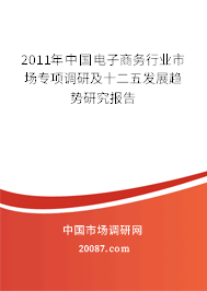 2011年中国电子商务行业市场专项调研及十二五发展趋势研究报告 2011年中国电子商务行业市场专项调研及十二五发展趋势研究报告