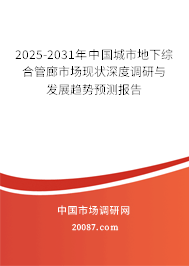 2025-2031年中国城市地下综合管廊市场现状深度调研与发展趋势预测报告
