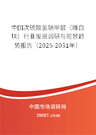 中国次硫酸氢钠甲醛(雕白块)行业发展调研与前景趋势报告(2025-2031年) 中国次硫酸氢钠甲醛(雕白块)行业发展调研与前景趋势报告(2025-2031年)