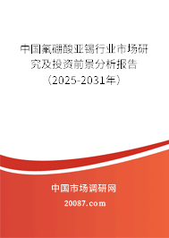 中国氟硼酸亚锡行业市场研究及投资前景分析报告（2025-2031年）