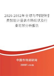 2026-2032年全球与中国预付费智能计量表市场现状及行业前景分析报告 2026-2032年全球与中国预付费智能计量表市场现状及行业前景分析报告