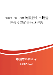2009-2012年硫酸行业市场运行与投资前景分析报告 2009-2012年硫酸行业市场运行与投资前景分析报告