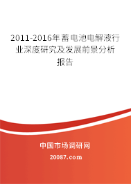 2011-2016年蓄电池电解液行业深度研究及发展前景分析报告