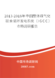 2013-2018年中国整体煤气化联合循环发电系统（IGCC）市场调研报告