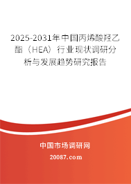 2025-2031年中国丙烯酸羟乙酯(HEA)行业现状调研分析与发展趋势研究报告 2025-2031年中国丙烯酸羟乙酯(HEA)行业现状调研分析与发展趋势研究报告
