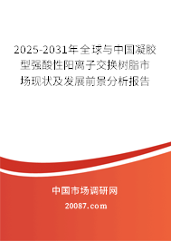 2025-2031年全球与中国凝胶型强酸性阳离子交换树脂市场现状及发展前景分析报告 2025-2031年全球与中国凝胶型强酸性阳离子交换树脂市场现状及发展前景分析报告
