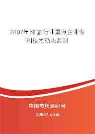 2007年储氢行业重点企业专利技术动态监测