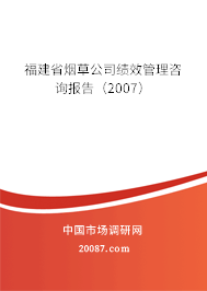 福建省烟草公司绩效管理咨询报告（2007）