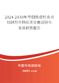 2024-2030年中国免疫检查点抑制剂市场现状全面调研与发展趋势报告