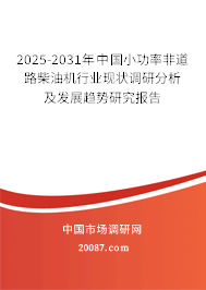2025-2031年中国小功率非道路柴油机行业现状调研分析及发展趋势研究报告